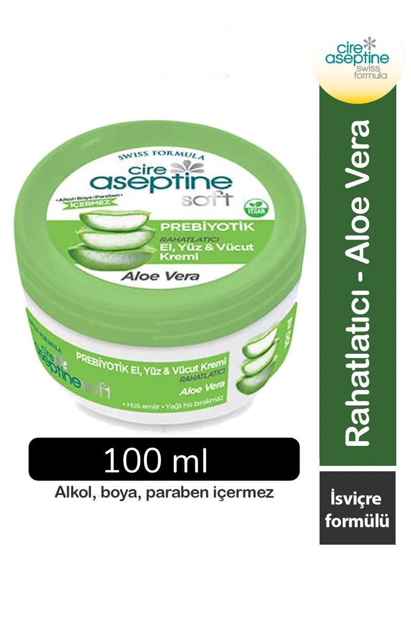 Cire Aseptine Soft Aloe Vera Özlü Yatıştırıcı Besleyici Prebiyotikli Krem 100 ml