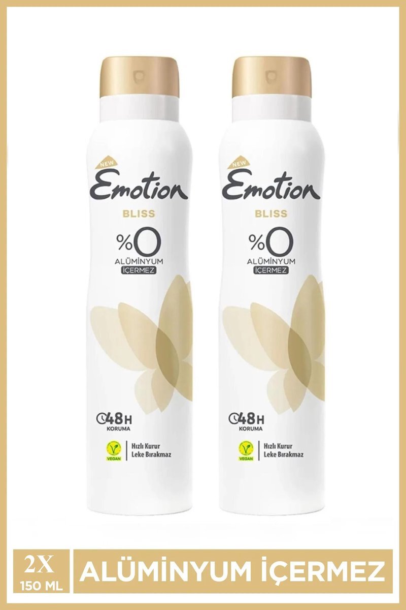 2 Adet Emotion Bliss Kadın Vegan Deodorant 150 Ml Hızlı Kurur , Leke Bırakmaz