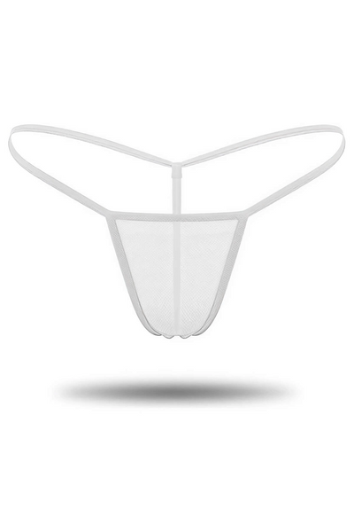 Beyaz Transparan Tül String Tanga