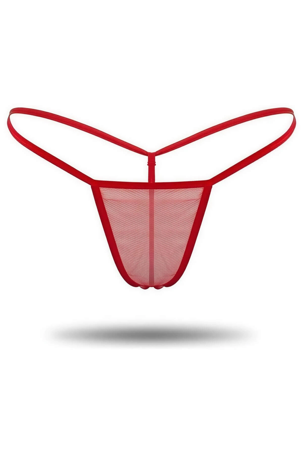 Kırmızı Transparan Tül String Tanga