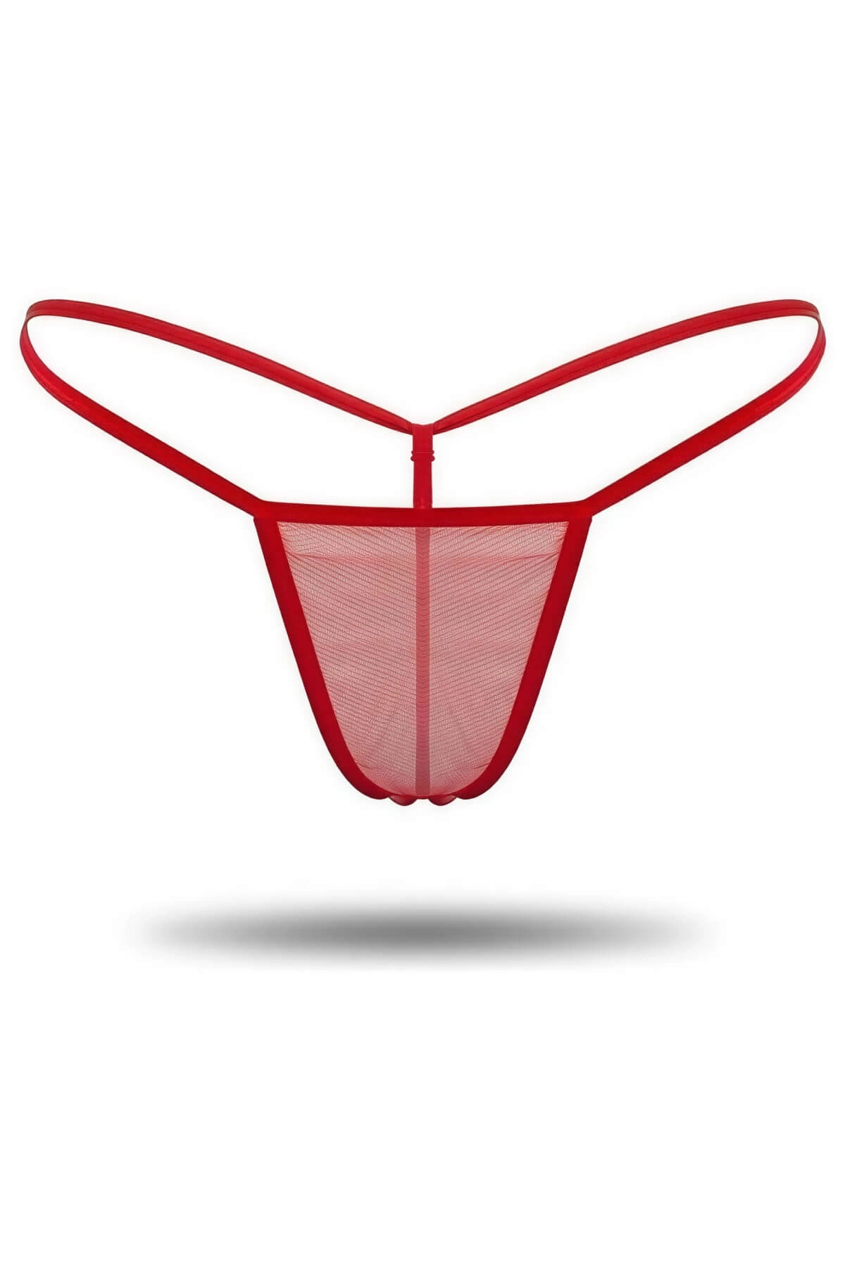 Kırmızı Transparan Tül String Tanga - Kırmızı / S