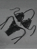 Büyük Beden Fantezi Seksi Siyah Fiyonk Süslemeli Dantelli Sütyen String Takımı - 3