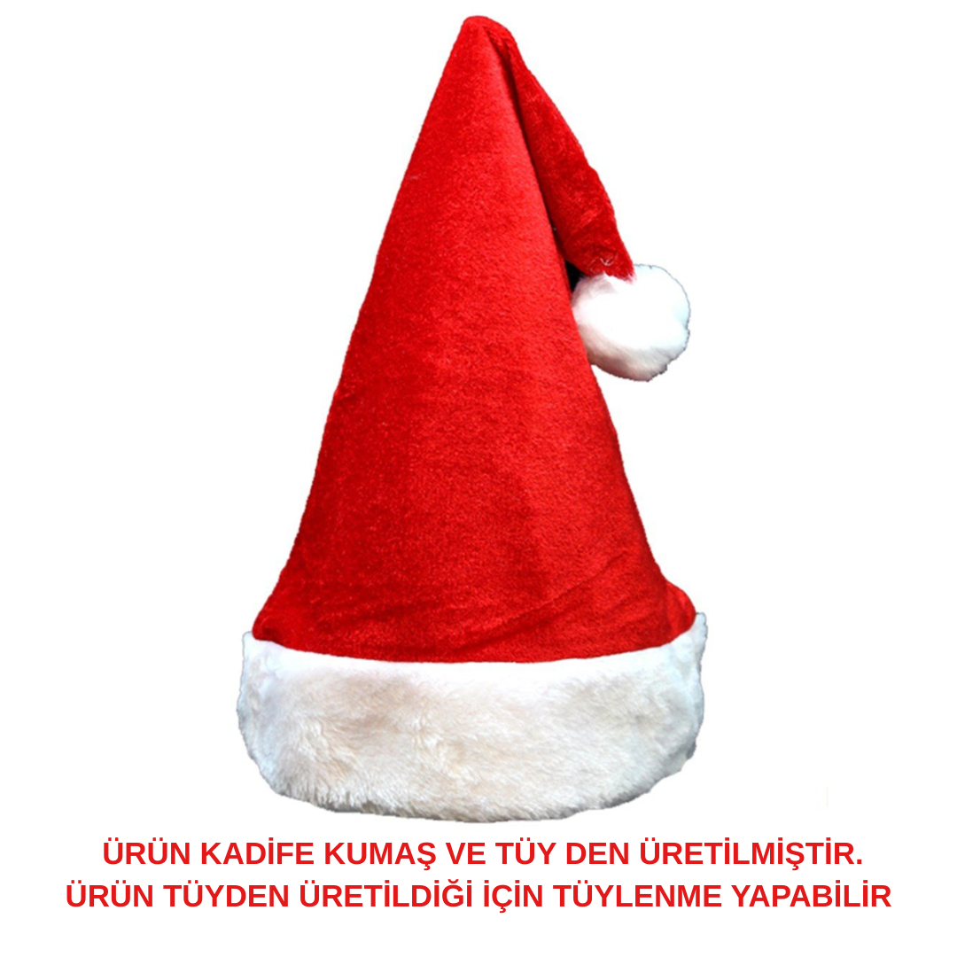 Unisex Seksi Kadife Yılbaşı Şapkası - Kırmızı / Standart