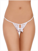 Fantezi Arkası Açık Fiyonklu Beyaz Dantel String - Tanga - 1