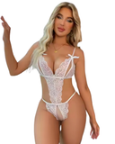 Büyük Beden Fantezi Beyaz Dantelli Babydoll - 1