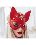 Fantezi Deri Seksi Kırmızı Kedi Maske Kelepçe Kırbaç Seti ( 3'lü set) - 3