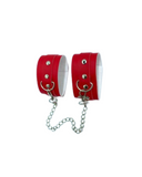 Fantezi Deri Seksi Kırmızı Kedi Maske Kelepçe Kırbaç Seti ( 3'lü set) - 4