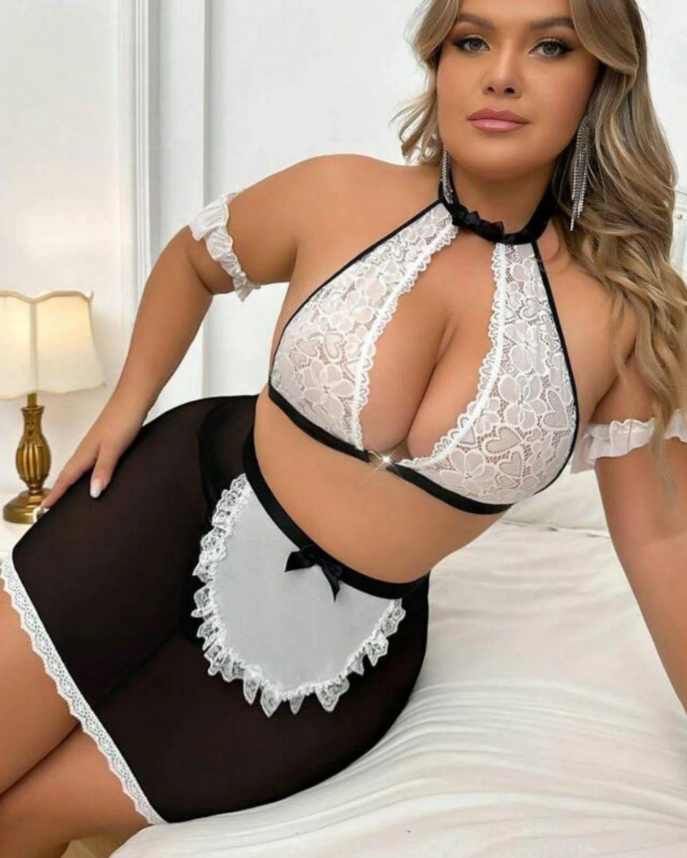 Büyük Beden Fantazi Seksi Halkalı Dantelli Babydol Gecelik TG279235-B