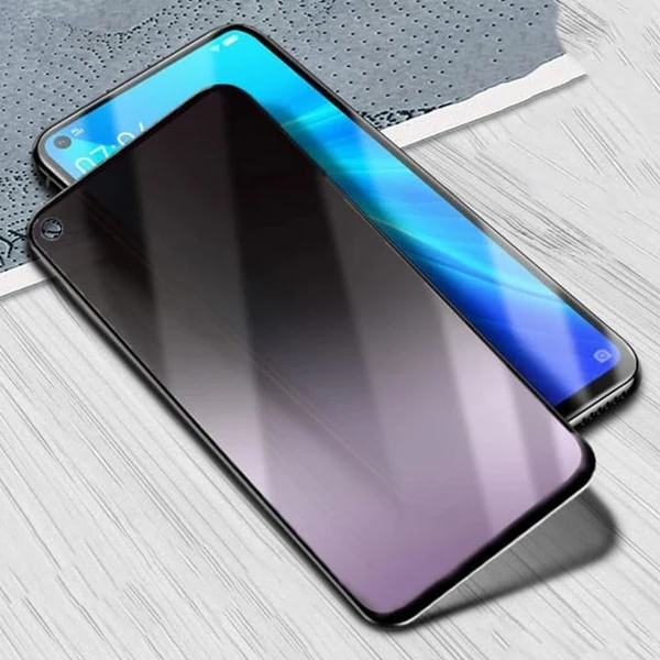 Oppo Realme 7 3D Full Privacy Gizlilik Tempered Cam Ekran Koruyucu - Siyah