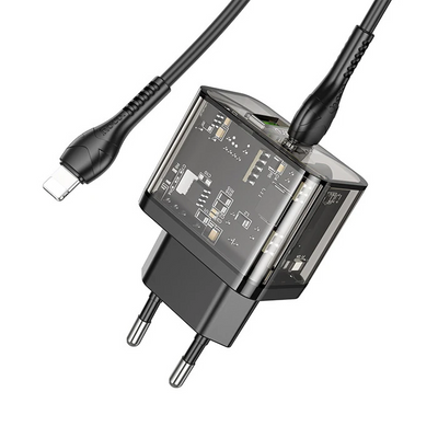 Hoco N34 PD20W USB+Type-C + iPhone Lightning Kablo Hızlı Şarj Adaptör Seti