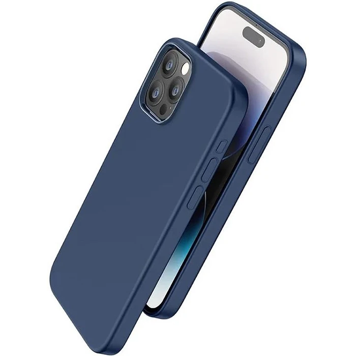 Hoco Pure Series iPhone 15 Pro Max Manyetik Silikon Kılıf - Mavi