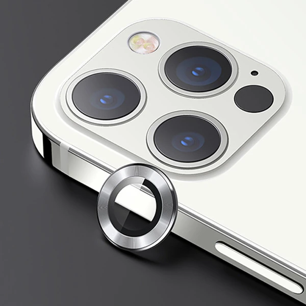 Usams İphone 12 Pro 3D Metal Çerçeveli Kamera Lens Koruyucu - Gece Mavisi