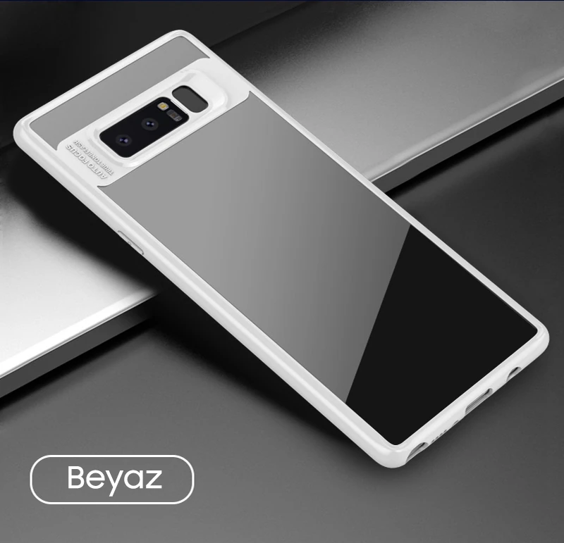 Ally Galaxy Note 8 Darbeya Dayanıklı Şeffaf Silikon Kılıf - Kırmızı