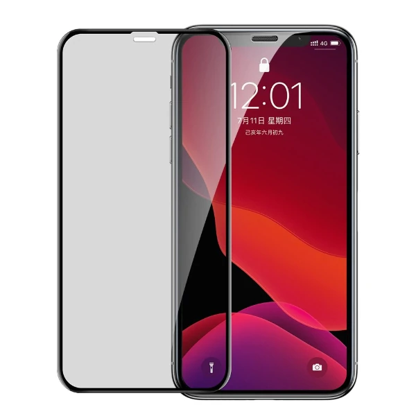 Baseus İPhone 11 Pro/ XS/X 023mm Anti Spy Çerçeveli Tempered Cam Ekran Koruyucu - Siyah