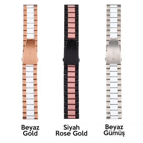 22MM Gear S3 Watch 4 -GT2 GT2E 46MM KayışKordon Seramik Paslanmaz Çelik