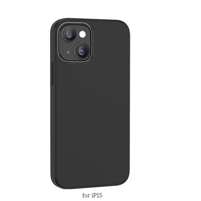 Hoco Pure Series iPhone 15 Manyetik Silikon Kılıf - Siyah