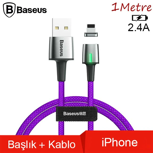 Baseus Zinc Magnetic Usb Kablo Şarj İPhone 14-13-12-11 1Metre - Siyah