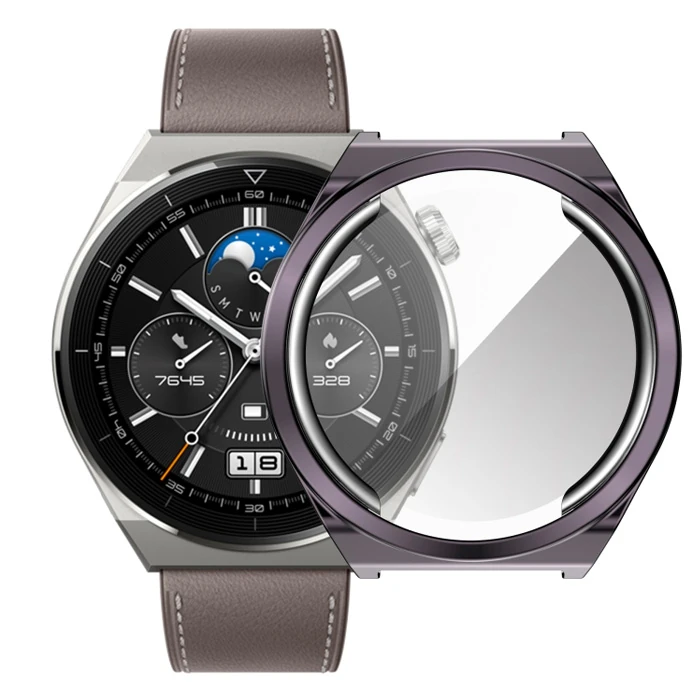 Ally Huaewei Watch GT 3 Pro 46mm Kılıf 360 Full Koruma Ultra İnce Silikon Kılıf - Füme