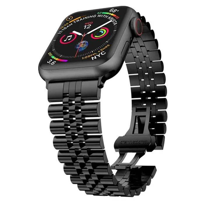 Ally Apple Watch 7-8 45mm 6-5-4 44mm Kayış Kordon Paslanmaz Çelik 3 Bakla 3-2-1 42mm - Bronz