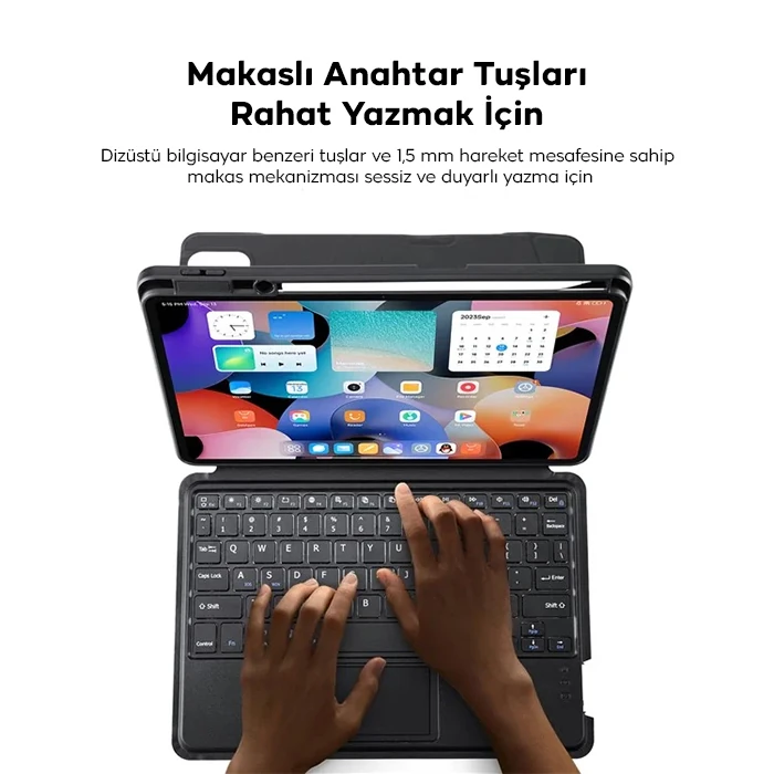 DUX Ducıs Galaxy Tab S8+ / S7+ / S7 FE İçin Ayrılabilir Bluetooth Klavye Touchpad PU Deri Kılıf - Siyah