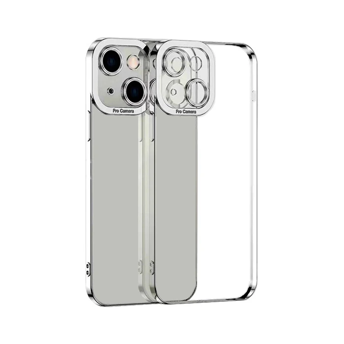 Ally Fashion Series iPhone 13 Mini 5.4inç Kılıf Renkli Kenar Lazer Çerçeveli Silikon Kılıf - Gold