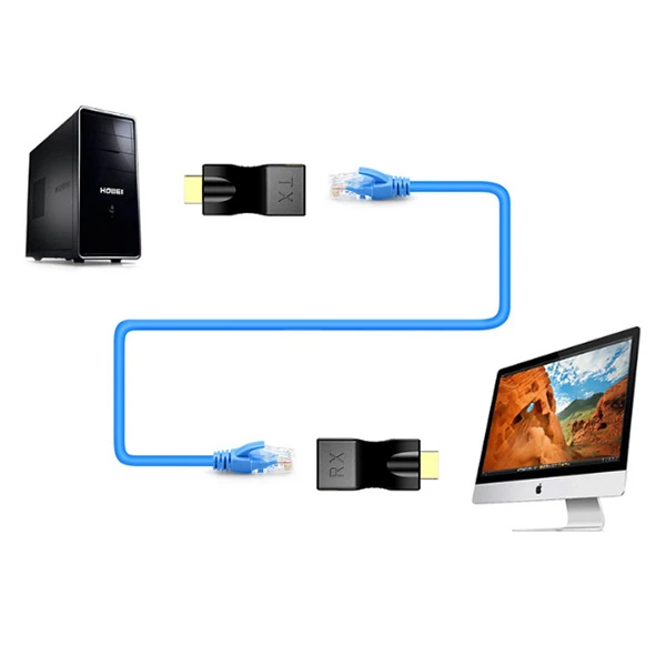 Ally Hdmi Extender 4k 3d Rj45 Cat6 Ile 30m Hdmi Uzatıcı - Mavi