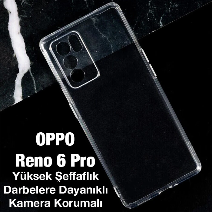 Oppo Reno 6 Pro Kılıf Kamera Korumalı Ultra İnce Şeffaf Silikon Kılıf - Şeffaf 2