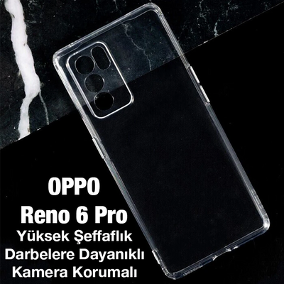 Oppo Reno 6 Pro Kılıf Kamera Korumalı Ultra İnce Şeffaf Silikon Kılıf