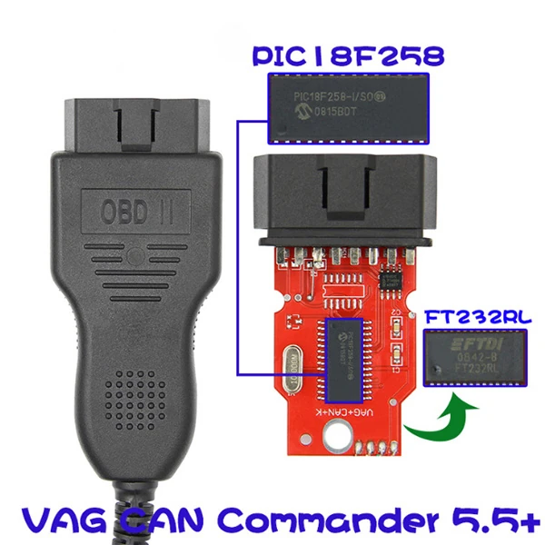 VAG CAN Commander 5.5+ Pin Reader 3.9Beta VWSkoda Teşhis Tarayıcı Aracı - Siyah
