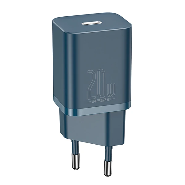 Baseus Super Si 20W PD Type-C Hızlı Şarj Adaptörü 20W İPhone 15-14-13- 12-11 Hızlı Şarj - Mavi