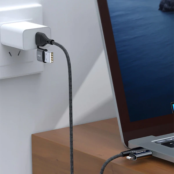 Floveme 4in1 USB To Type C -Type to Type Kablosu+iPhone Başlık USB 1M - Siyah
