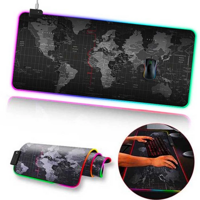 Ally Dünya Desenli RGB Led Işıklı Oyuncu Mouse Pad 300*800*4MM
