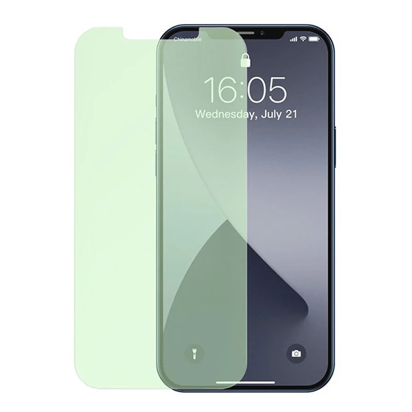 Baseus İPhone 12 Pro Max 6.7 0.30mm Full Tempered Cam Ekran Koruyucu 2Set Anti-Bluelight - Şeffaf 2
