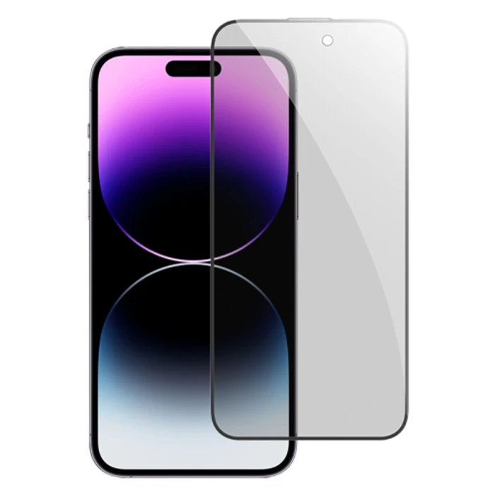 Ally iPhone 15 Plus Privacy Hayalet Full Koruma Tempered Cam Ekran Koruyucu - Siyah