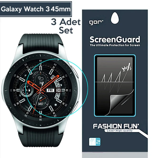 Gor Sm Galaxy Watch 3 45mm Darbe Emici Ekran Koruyucu 3 Adet Set - Şeffaf 2