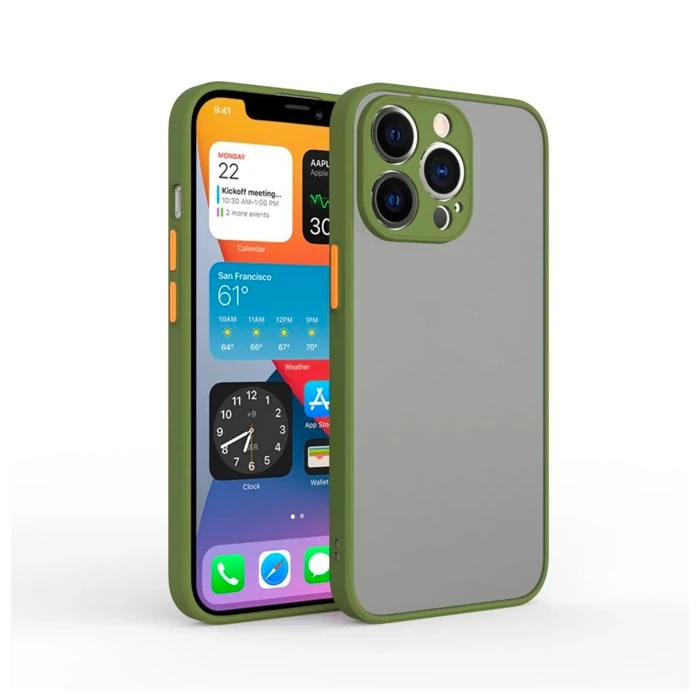 iPhone 12 Pro Max 6.7inç Kamera Korumalı Premium Silikon Kılıf - Asker Yeşili