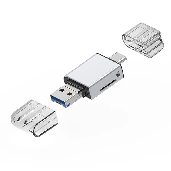 Ally USB 3.0+Type-c+Lightning Sd Kart Okuyucu - Hızlı Card Reader - Gümüş