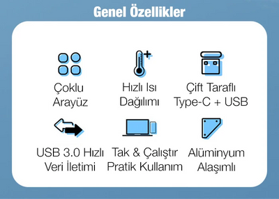 Ally A-807 5in1 Type-C + USB Girişli USB 3.0 Çoğaltıcı Hub Adaptör