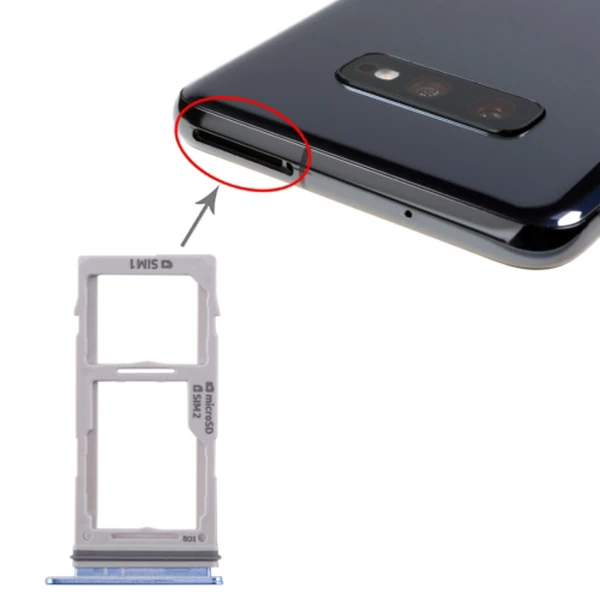 SM Galaxy S10+/S10/S10e Sim Kart Kapağı Tutucu Sim Yuvası (2SİM) - Mavi