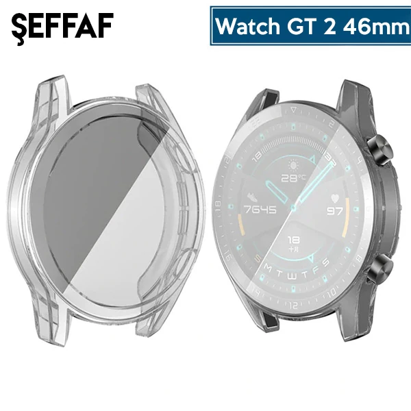 Ally Huawei Watch GT2 46mm 360 Koruma Ultra İnce Silikon Kılıf - Gold