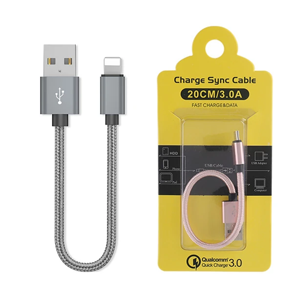 Ally İPhone İOS 3.0A Hızlı Şarj Halat Usb Kablo 20cm - Rose Gold