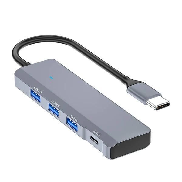 Ally ADS-309C 4in1 Type-C to USB + Type-C Hub Adaptör Çevirici Dönüştürücü Çoğaltıcı - Füme