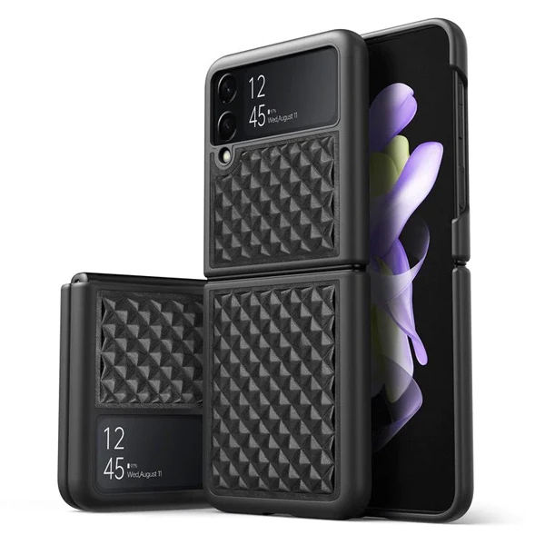 Dux Ducis Venice Series Samsung Galaxy Z Flip3 5G için Premium Deri Kılıf - Siyah