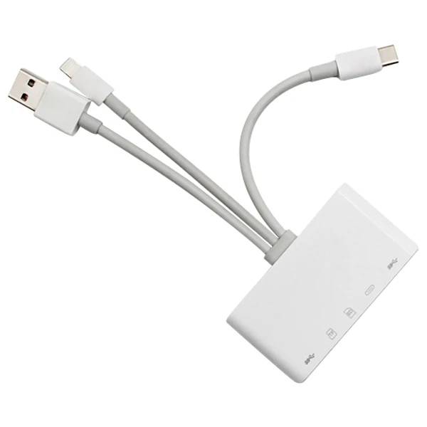 Ally 3 İN1 İPhone+Usb C+ Usb A Kamera Okuyucu Kart Okuyucu - Beyaz