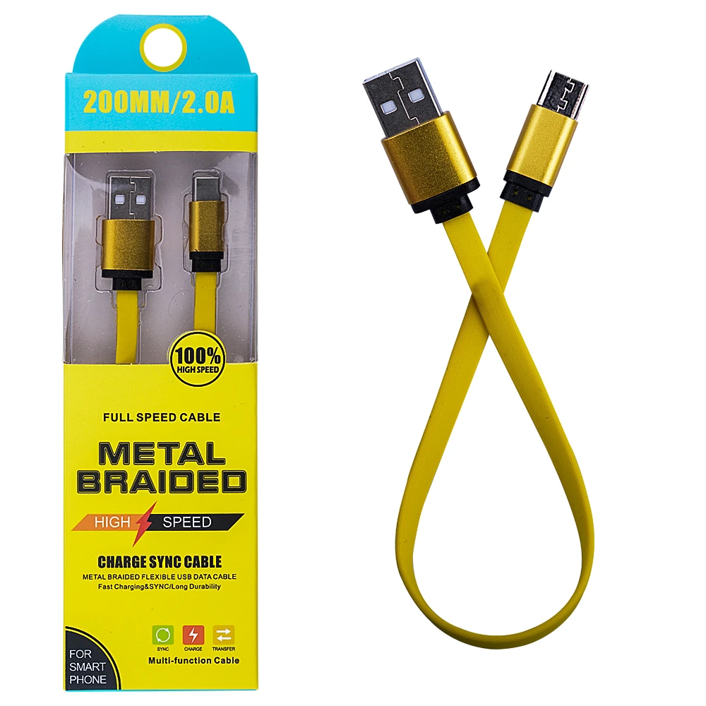 Android Micro 2a 20mm Kısa Yumuşak Dokulu Renkli Usb Kablo - Gold