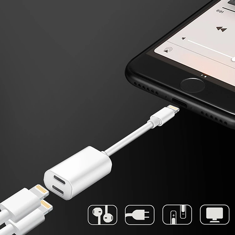 Y Cable İPhone 14-13-12 11 Lightning Kulaklık +şarj Usb Adaptörü - Beyaz