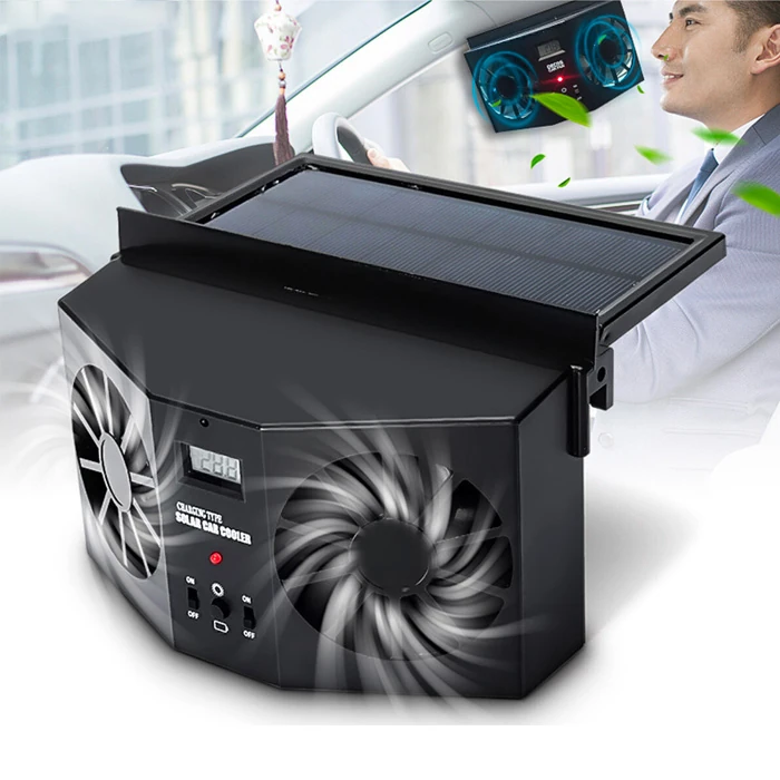 Ally R-8032 Güneş Enerjili Çift Fanlı Solar Oto Araç Havalandırma - Siyah