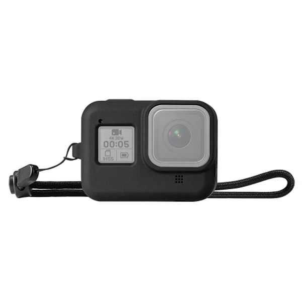 Puluz PU428B GoPro HERO8 İçin Silikon Koruma Kılıfı+Wrist Strap - Siyah