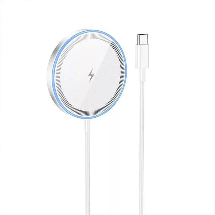Hoco CW53 15W Magsafe Kablosuz Wireless Stand Hızlı Şarj Cihazı - Gümüş