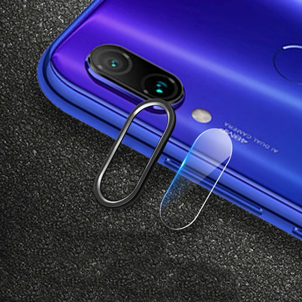 Xiaom Redmi Note 7 Kamera Koruma Metal Lens+ Kırılmaz Cam Set - Siyah